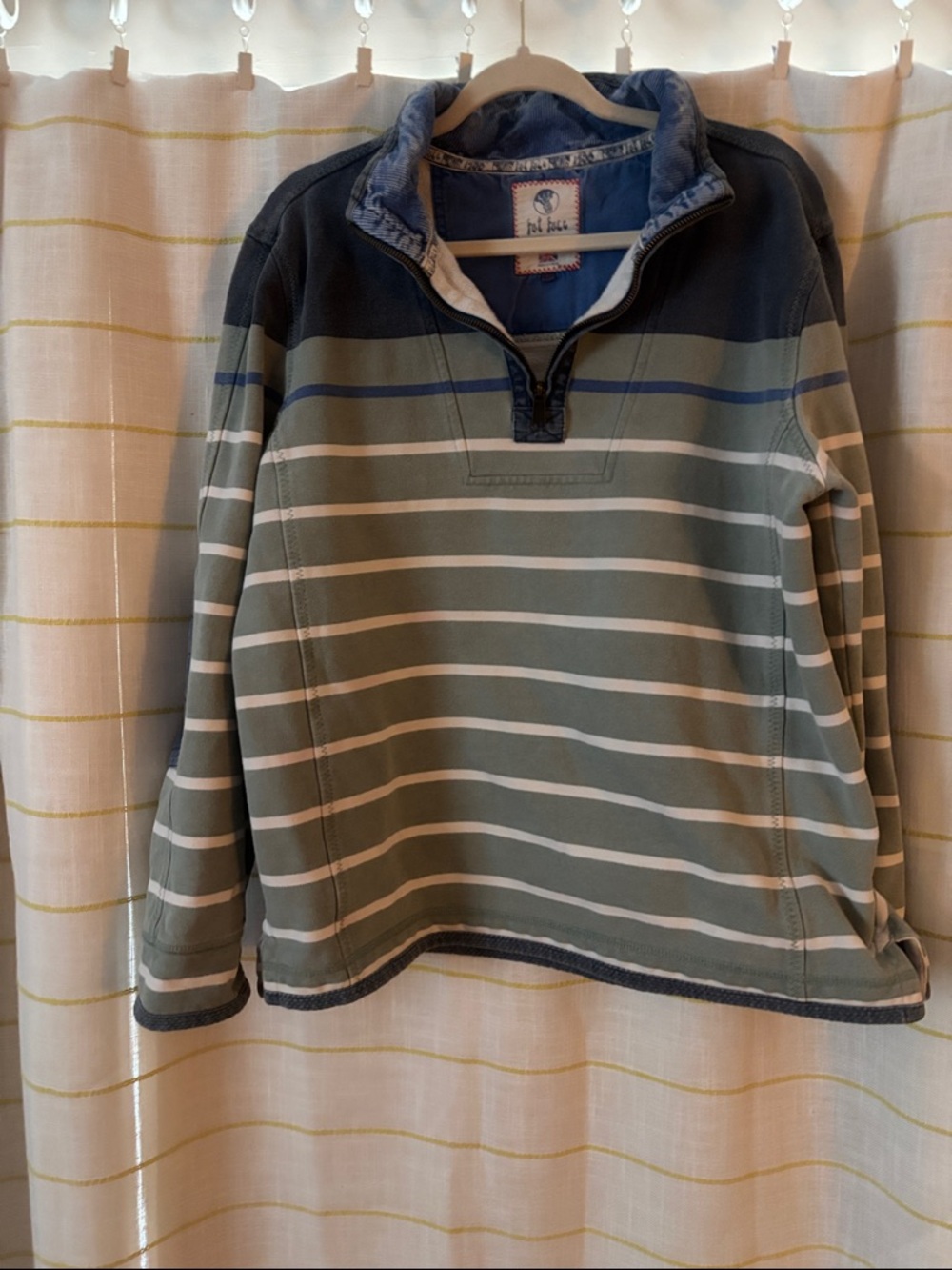 Fat Face Airlie Olive, Navy & Cream Striped Pullover Sweatshirt